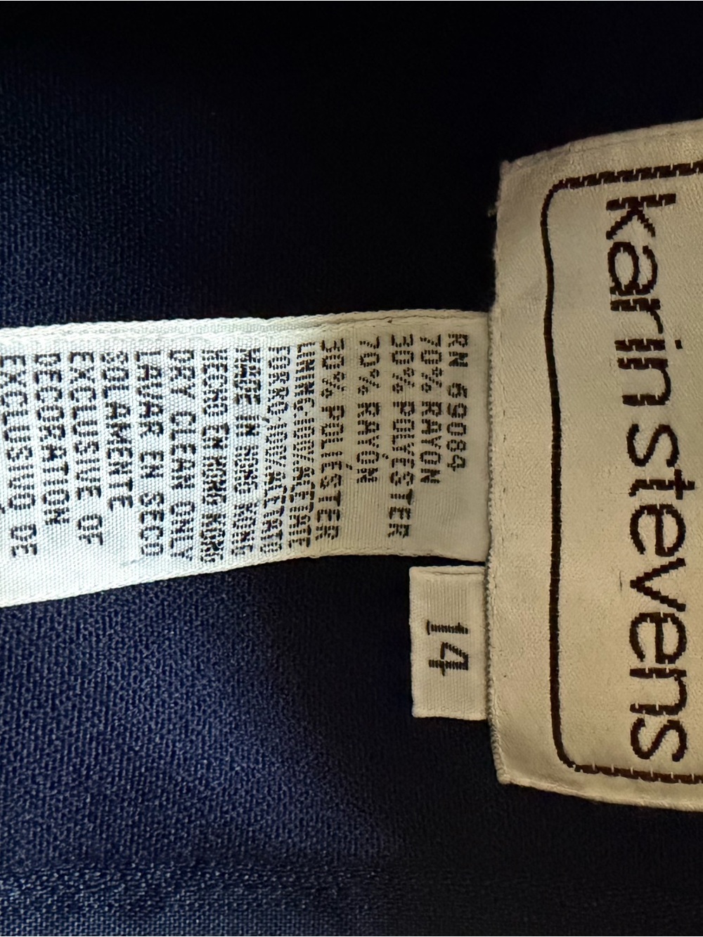Karin Stevens Vintage Elegant Navy Embroidered Women's Dress - Picture 4 of 4
